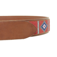 Ralph Lauren Cintura in pelle con perle rosse