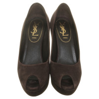 Yves Saint Laurent Peep-orteils en brun foncé