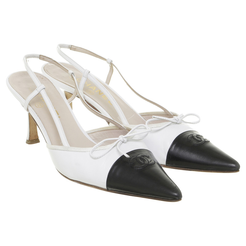 Chanel Slingbacks in black and white - Buy Second hand Chanel ...