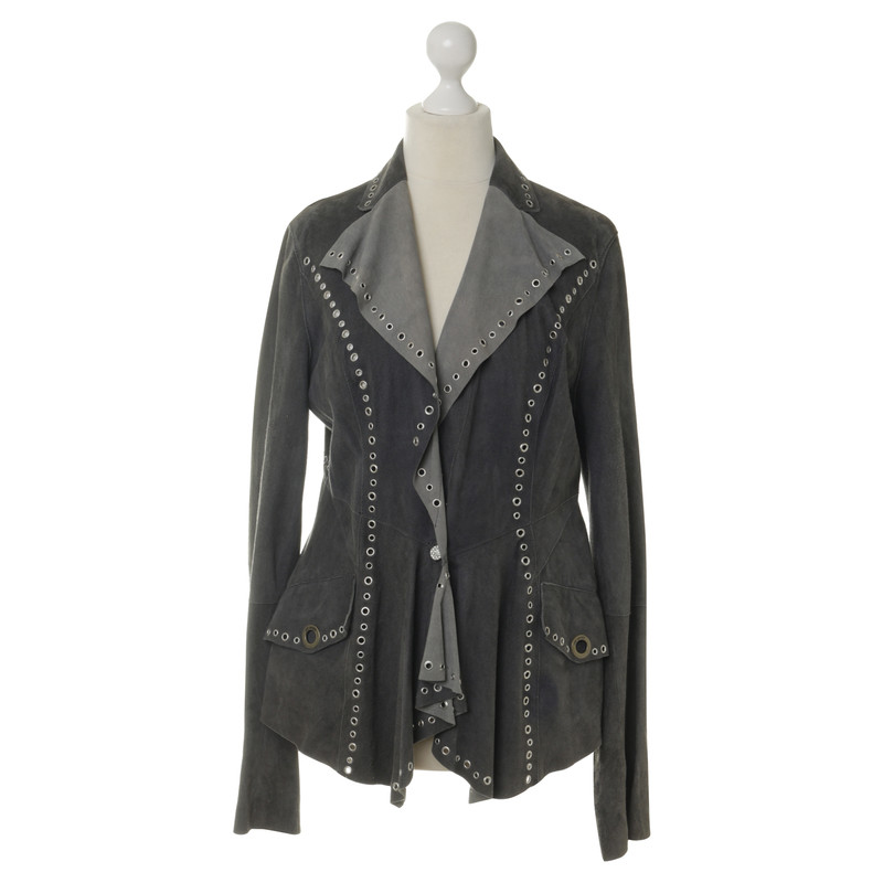 Just Cavalli Suede jacket with eyelet detail