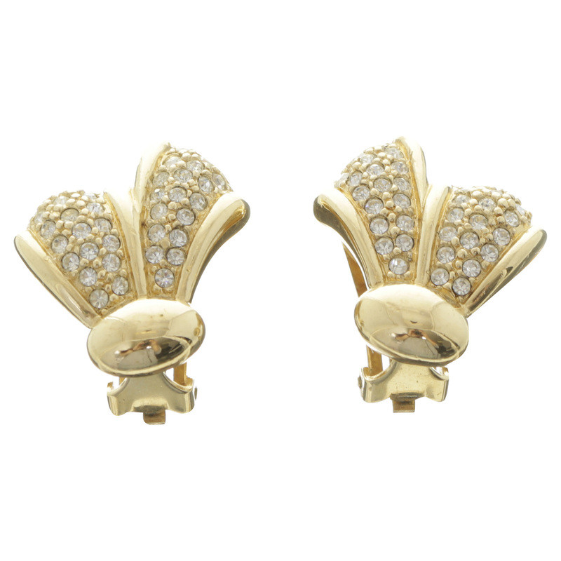 Christian Dior Boucles d'oreilles clip avec garniture de gem