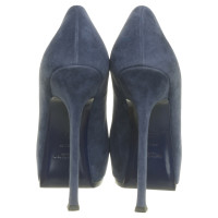 Yves Saint Laurent Blaue Wildlederpumps