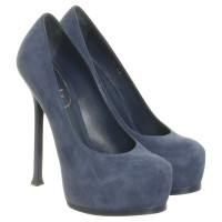 Yves Saint Laurent Blaue Wildlederpumps