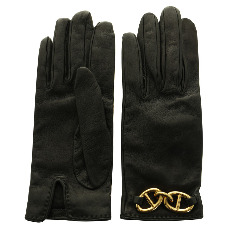 Hermès Lederen handschoenen in zwart