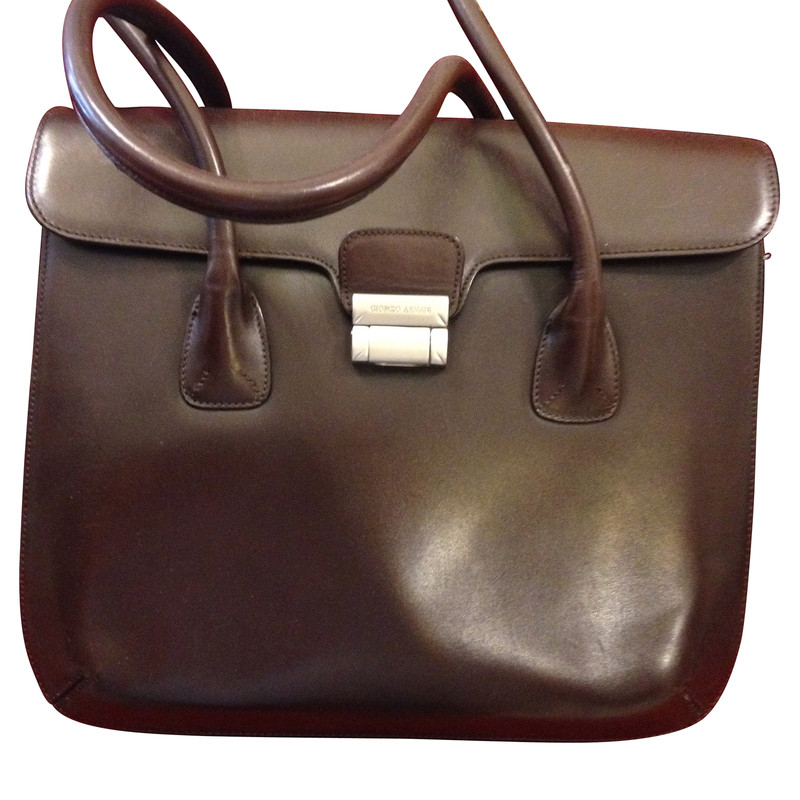 Giorgio Armani Sac en cuir brun