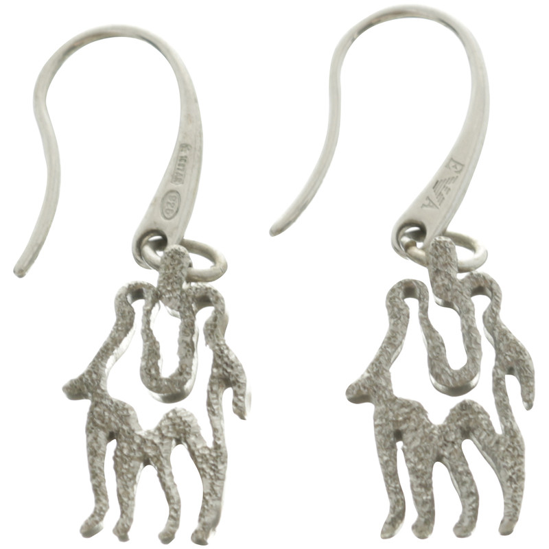 Armani Silberfarbene Ohrringe mit Zwillingsanhänger