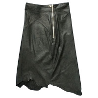 Balmain Black Leather Skirt