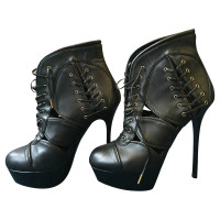 Alexander McQueen  Black Leather Ankle Boots