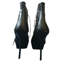 Alexander McQueen  Black Leather Ankle Boots