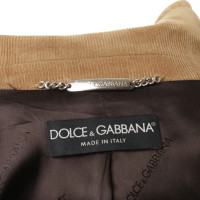 Dolce & Gabbana Blazer di velluto a coste beige