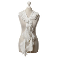 Marc Cain Pleated scarf in white