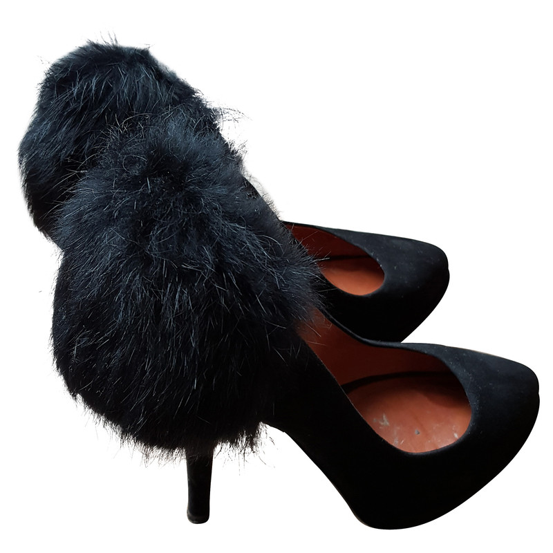 Givenchy Black suede pumps with fur 