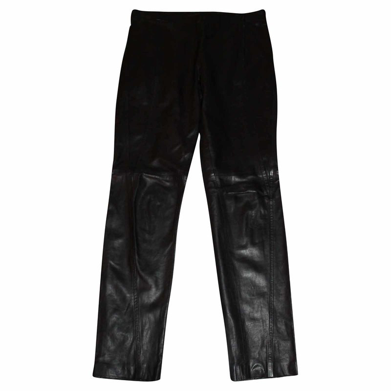 Donna Karan Pantalon en cuir noir