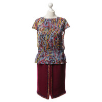 Chanel Silk blouse with skirt in Bordeaux Red