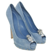 Alexander McQueen Peeptoes in Hellblau