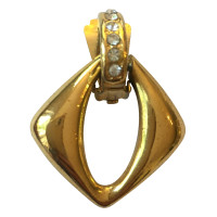Yves Saint Laurent Placcato oro orecchini clip strass