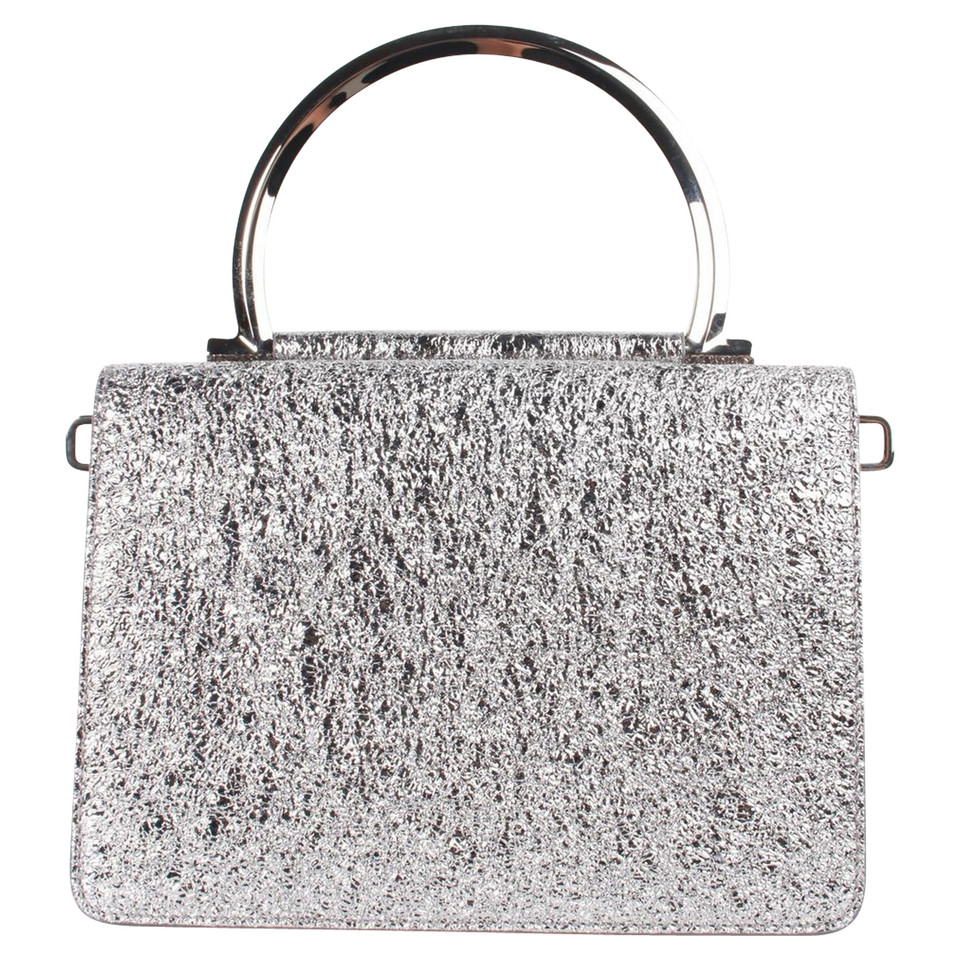 Salvatore Ferragamo Clutch Bag Leather in Silvery