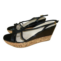 Prada Plateau wedges with black patent leather