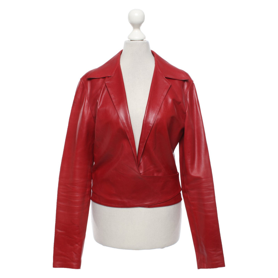 Gucci Jacke/Mantel aus Leder in Rot