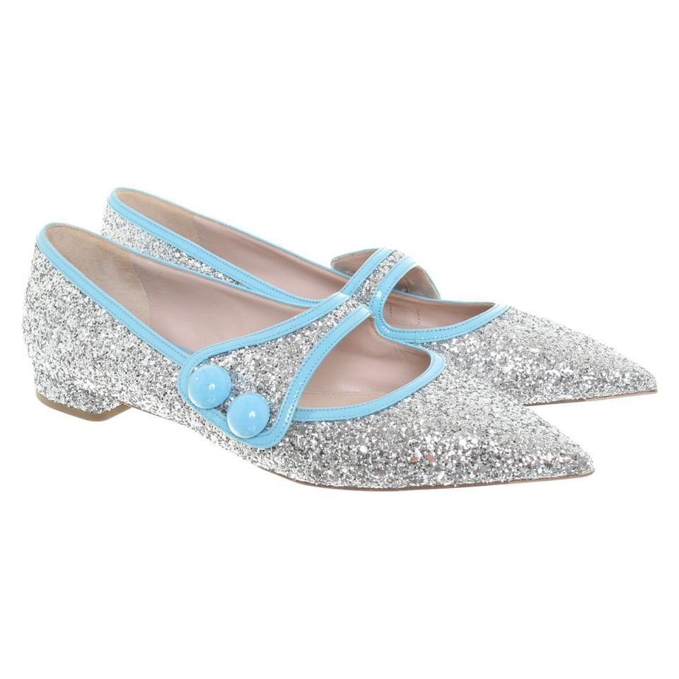 Miu Miu Slipper mit Glitzer-Applikationen