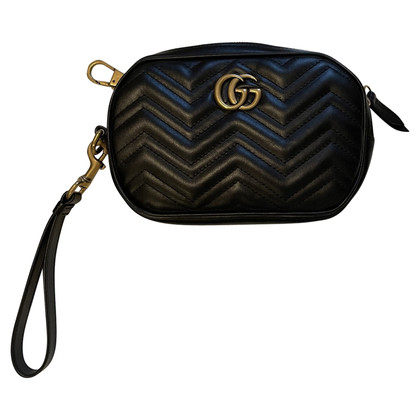 Gucci GG Marmont Camera Bag Mini 18cm Leer in Zwart