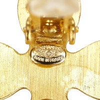 Chanel Gouden Tone Studded Bloem Oorbellen