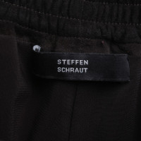 Steffen Schraut pantaloni in pelle scamosciata in marrone