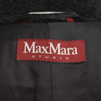 Max Mara Glänzender Wollmantel in Schwarz