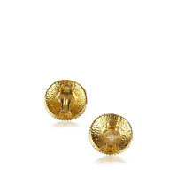 Chanel Engraved Gold-Tone Clip-On Earrings