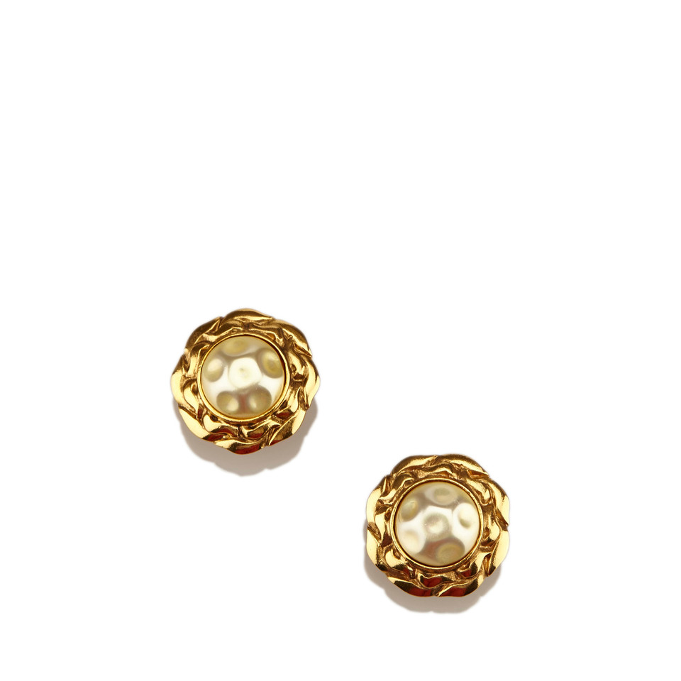 Chanel Faux Pearl Gold-Tone Clip-On Earrings