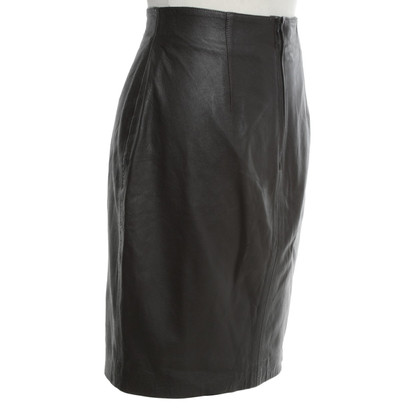 Marc Cain Leather skirt in dark brown