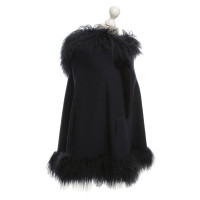 Red Valentino Cape with Tibetan fur in blue