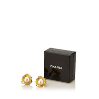 Chanel Faux Pearl Goud-Tone Clip-On Oorbellen