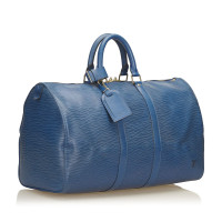 Louis Vuitton Keepall 45 Leer in Blauw