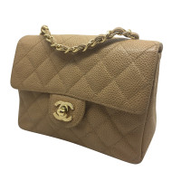 Chanel Classic Flap Bag Mini Square en Cuir en Ocre