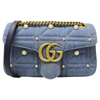 Gucci GG Marmont Flap Bag Normal in Denim in Blu