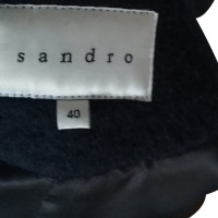 Sandro Manteau en laine avec col en cuir