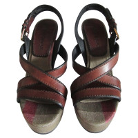 Burberry Nova Check wedge sandals.
