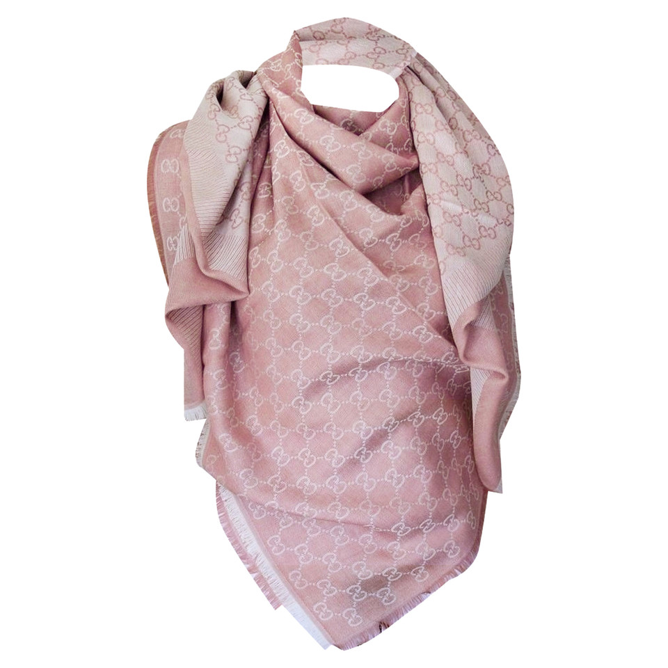 Gucci Carré Silk Wool Jacquard 140x140 in Lana in Rosa