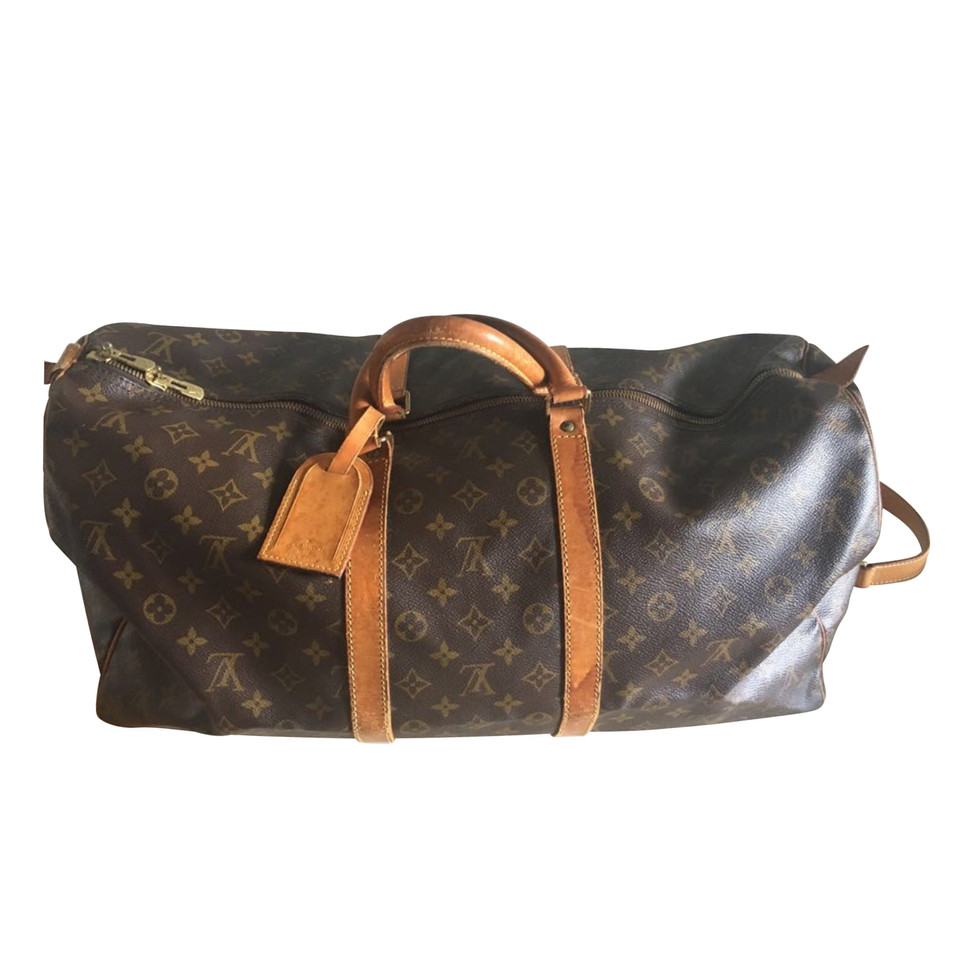 Louis Vuitton Keepall 55 Katoen in Bruin