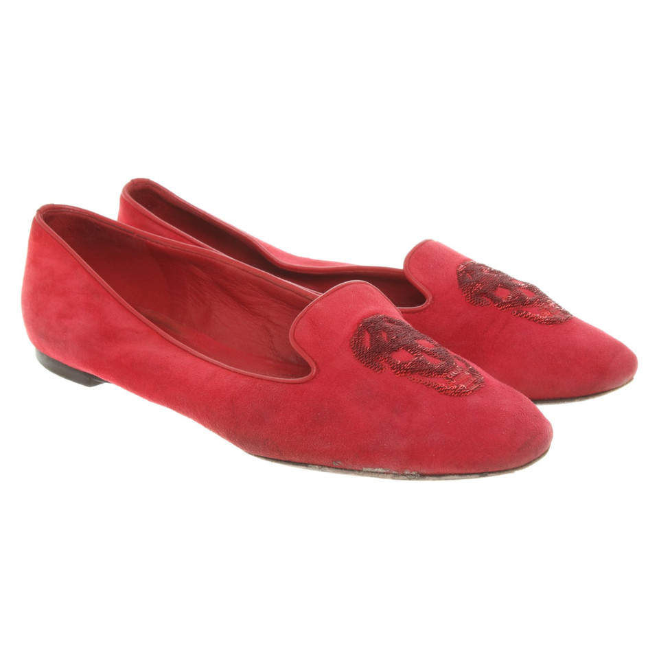 Alexander McQueen Slippers/Ballerinas Suede in Red