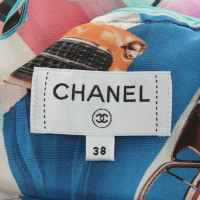 Chanel top in seta con stampa multicolor