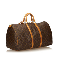 Louis Vuitton Keepall 55 in Tela in Marrone