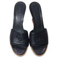 Chanel Black leather mules