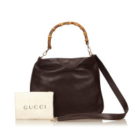 Gucci Leather Bamboo Tote Bag
