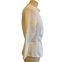 Fabiana Filippi White Knit Jacket with stand-up collar and DrawString closure 