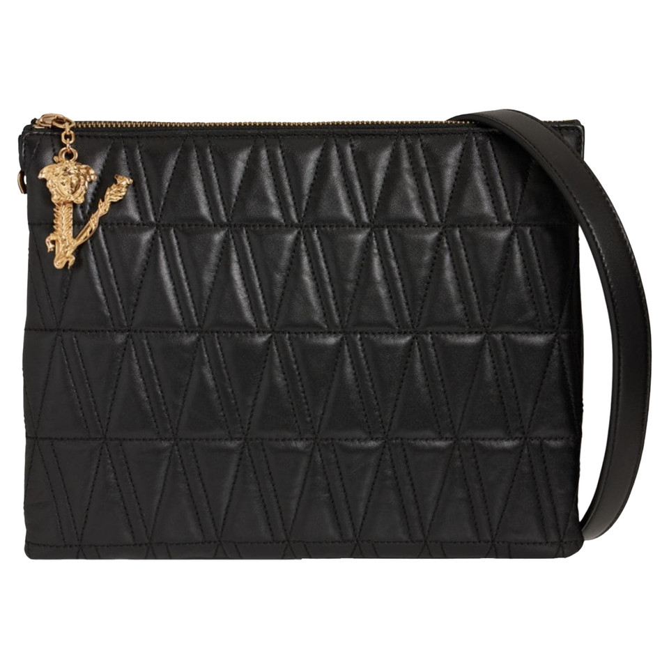 Versace Virtus Tote Leer in Zwart