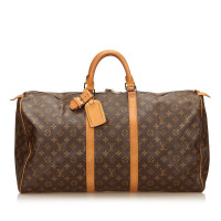 Louis Vuitton Keepall 55 in Tela in Marrone