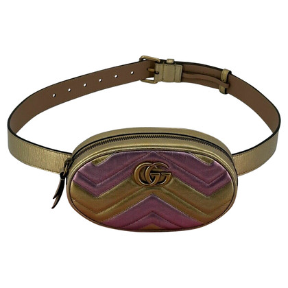 Gucci Marmont Camera Belt Bag Leer in Goud