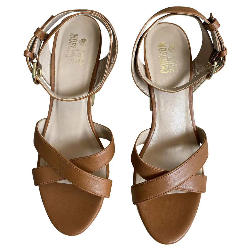 Love Moschino Sandals Leather in Brown
